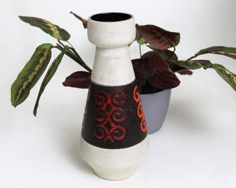 German Pottery Fat Lava Style Ornate Vase