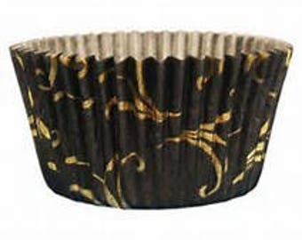100 ct Black and Gold SWIRLCupcake liners