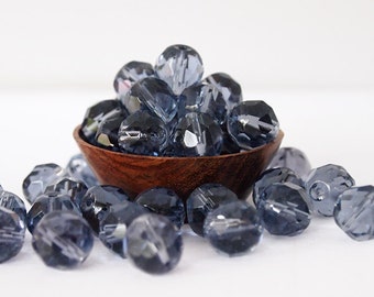 10 Faceted Glass Round Translucent Beads Smokey Violet Size 11mm