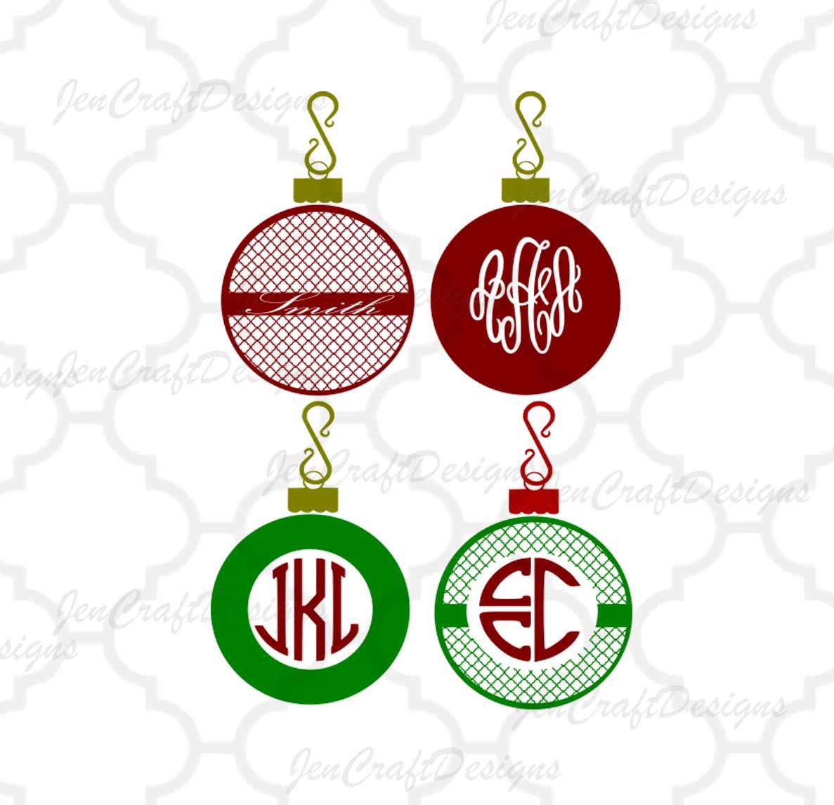 Download Christmas Ornament Monogram Frame SVG EPS Png Dxf, Monogram with Quatrefoil Cricut Design Space ...