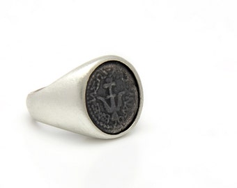 Silver Pinky ring, Silver roman coin, Coin pinky signet ring, Ancient coin ring, Ancient roman coin, Easter gift, Seal ring, Passover gift