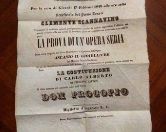 Poster of original Vintage Theatre 1848-Teatro SUTERA-Clemente Sadaghyani