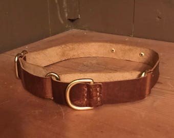 Leather Martingale Dog Collar; Genuine & Personalizable by Emeny