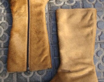 Dell'annata caramello marrone breve capelli caldo inverno BootsPonti stivali di pelliccia / Cool capelli stivali / inverno stivali Vintage