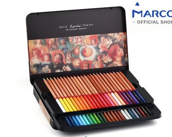 Colored pencils by Marco - Renoir Series | Premium color pencils, Soft core, Vibrant colors, 48 finest color pencils