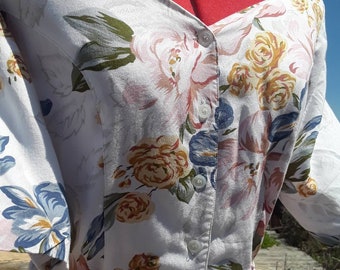 1980s floral print dress