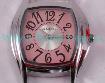 Mini Whimsy.. Small Interchangeable, Ribbon Watch Face, Brown, White, Silver Plated