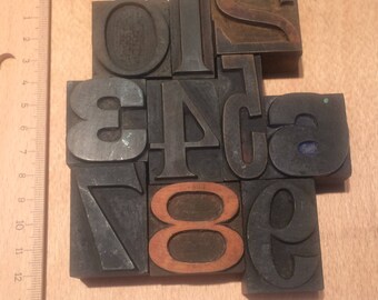 Vintage Wooden Letterpress Numbers 0-9 – mixed font antique (0-9G)