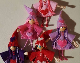 Collection of Valentine Bendy Doll Gnomes/ Doll house Bendy dolls