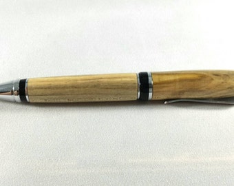 Silver Maple Cigar Pen Trimmed in Chrome