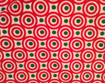 Red and Green Dots, Christmas Fabric, Flawed Fabric, Cotton