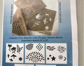 Enameling Design Stencils - Echoes Set - 5 Stencils - 3.5"X3.5" - Beautiful Designs for Enameling - STL-100.00