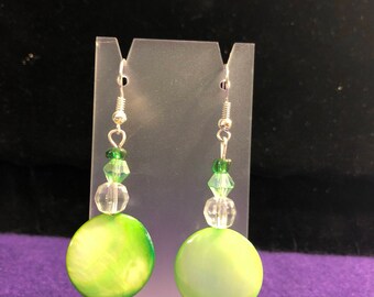 Green drop earrings.