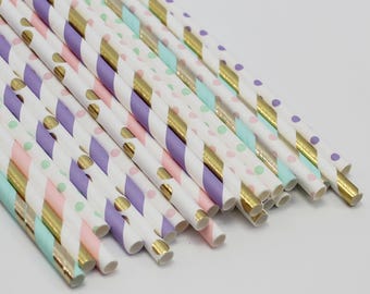 Unicorn Party, Girl First Birthday, Pastel Paper Straws, Unicorn Party Decor, Pastel Baby Shower, Little Girl Birthday, Unicorn Decorations