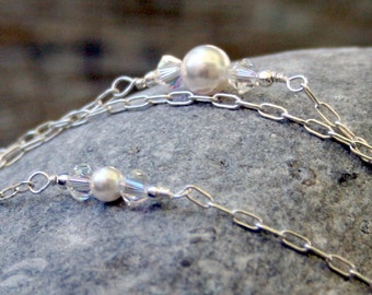 Swarovski pearls and crystals sterling silver necklace and earrings set
