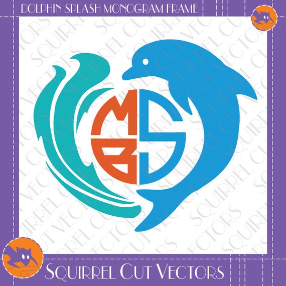 Download Dolphin Monogram Frame SVG DXF EPS Cutting file