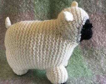 Hand knit felted wool sheep