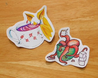 Bat and Octopus Tea Time Stickers