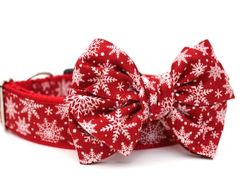 Dog Collar Bow Add-On Christmas Bow for Dogs Matching Dog Bow Dog Collar Red Dog Bow Girl Dog Bow