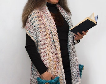 Reader's Wrap Crochet PATTERN / Pocket Shawl / PDF / Made in Canada