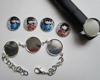 bracelet 3 creation Kit cabochons 20mm + ring 20mm