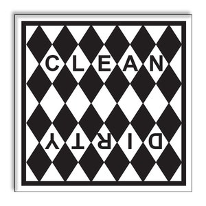 Clean Dirty Dishwasher Magnet 2.5 x 2.5 Inches Black and White Diamonds Style Christmas Gift Idea Stocking Stuffer Party Favors Novelty Item