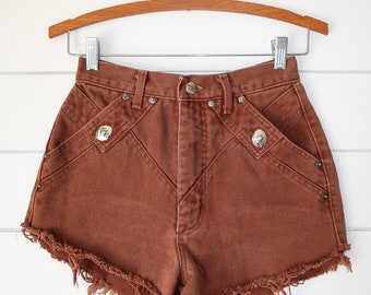 Vintage brown western high waisted shorts