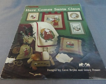 Counted Cross Stitch Patterns, Christmas Decor, Here Comes Santa Claus, Leisure Arts 604, 1988