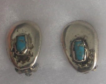 SALE Clip OnVintage Small Turquoise Clip Earrings