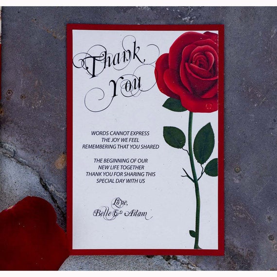 Beauty and the Beast Thank You Card/Wedding Invitation/Sweet