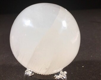 Serene Selenite sphere orb crystal ball E170606