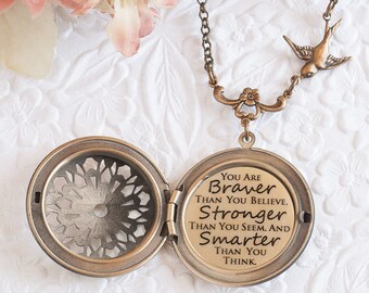 Courage Necklace Pooh Quote Necklace You are braver than you believe Friend Necklace Encouragement Gift Sympathy Gift Cancer Survivor Gift