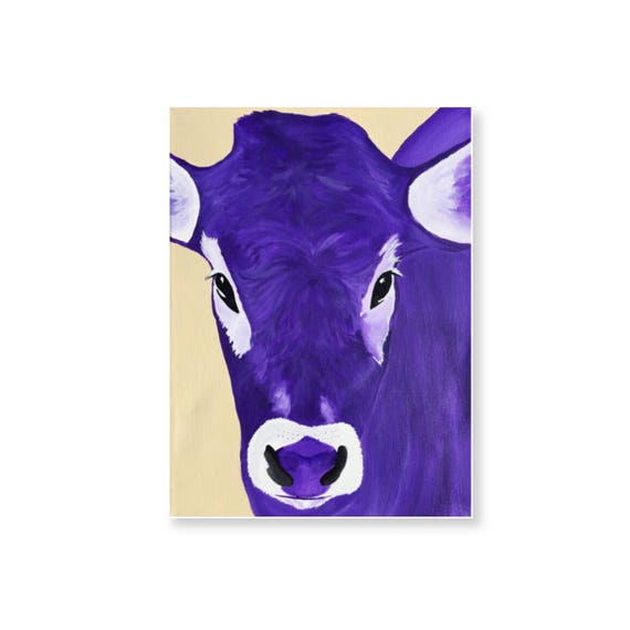 Items similar to Purple Cow Acrylic Painting Art Print on Etsy