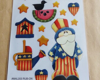 rub - on Uncle uncle SAM USA American flag patriotic patriotism USA decal transfer scratch stick star