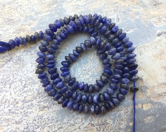 Lapis Rondelles, Lapis Beads, 15 inch strand, 4mm