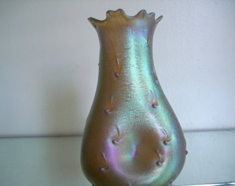 Vase,Antique Loetz Gold Astartig,6 Plus Inches Tall,Circa 1904,Iridescent Finish Art Glass,Decorative Art, Display,Gift,Collectible