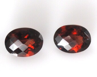 Garnet Oval Shape 8x6mm Matching Pair Great Fire Nice Luster Checkerboard Cut Top (1813)
