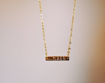 Personalized gold bar necklace