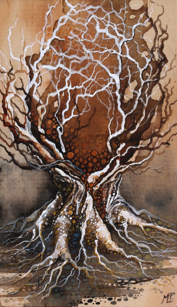 Watercolor Tree Illustration On Wood Abstract Earthy Nature Watercolor Tree Illustration On Wood Abstract Earthy Nature