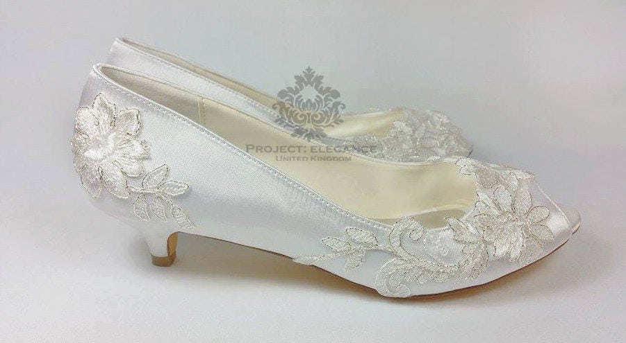 silver wedding shoes low heel