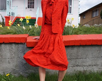 David Hayes Silk Set in Red / Vintage Neiman Marcus 4 Piece Set