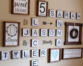 Large Scrabble Tiles, Scrabble Tiles, Scrabble Wall Art, Gallery Wall Decor, Farmhouse Style Decor, Personalized Sign, Wood Letter