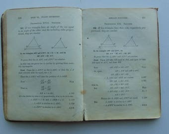 Antique Plane Geometry 1800's - Worn Book