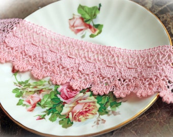 Reneabouquets Trim- Shabby Dream Pink Cotton Crochet Lace, Wedding Trim, Sewing, Scrapbook, crafts