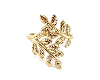 Leaf gold ring, gold ring, leaf ring, boho ring, gold leaf ring, statment ring, leaf jewelry, nature ring,