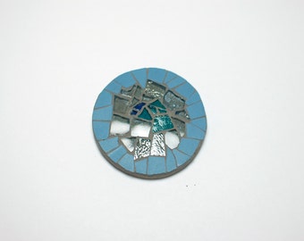fridge magnet - Mosaic with stained glass and ceramic tiles