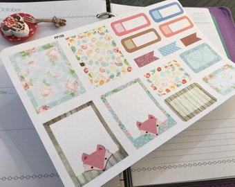 PP159 -- Set of 15pcs little Foxy Functional Box Life Planner Stickers ||Perfect 4 Erin Condren, Limelife, Plum Paper, Filofax Planners