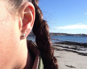 Sterling Silver Ball Stud Earrings, Argentium Sterling Silver Wire Posts