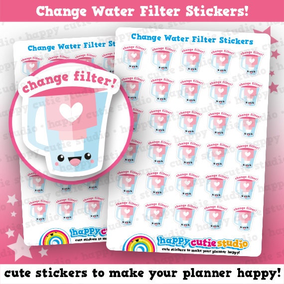 30 Cute Change Water Filter/Brita/Water Stickers Filofax