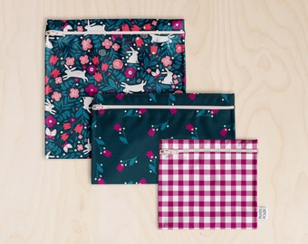 Reusable sandwich bag // reusable snack bag // waterproof reusable sandwich bag // waterproof reusable bag //zipped sandwich bag
